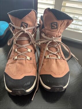 Salomon terra-cotta and black hiking boots